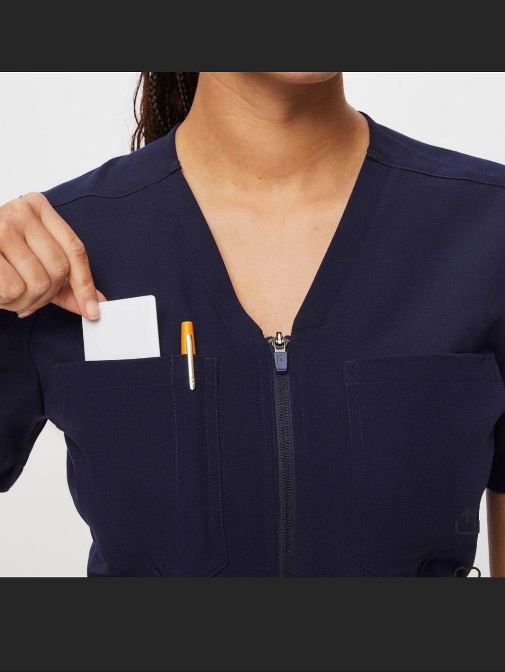 Figs Navy Zip-Front Scrub Jumpsuit - Picture 3 of 10